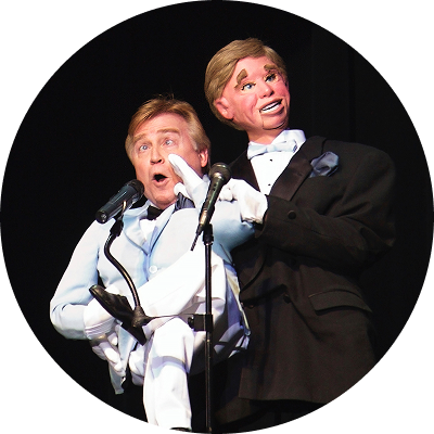 Jim Barber as a ventriloquist dummy